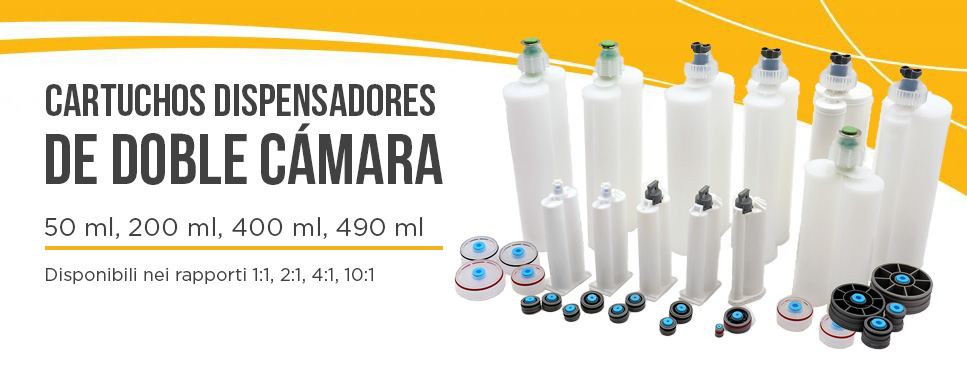 Los cartuchos de doble cámara Techcon - 50 ml, 200 ml, 400 ml, y 490 ml